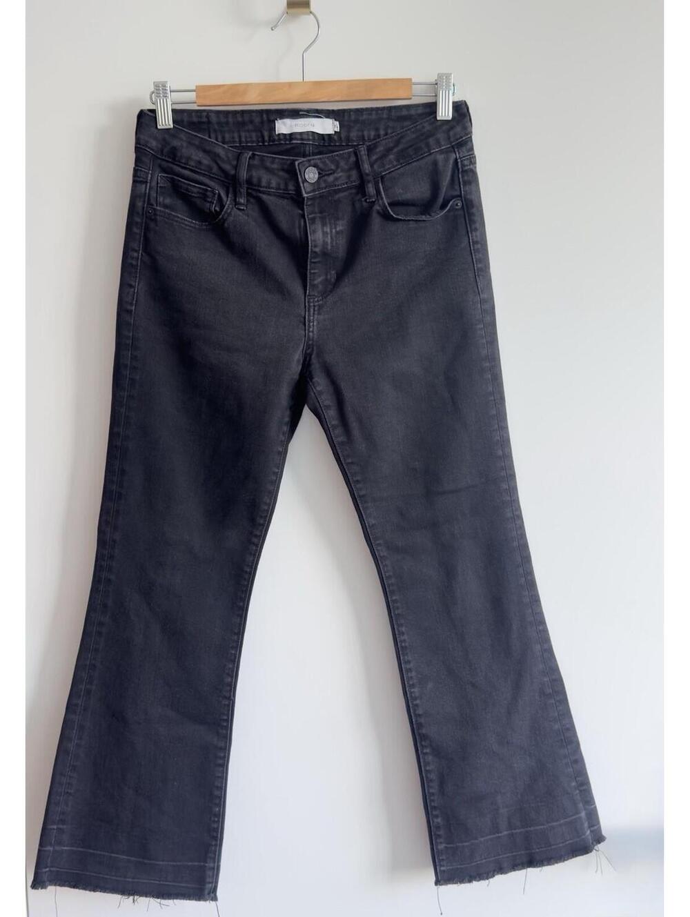 Hidden Jeans Black Split Hem Flare Jeans Size 28 Raw Hem Stretch Denim